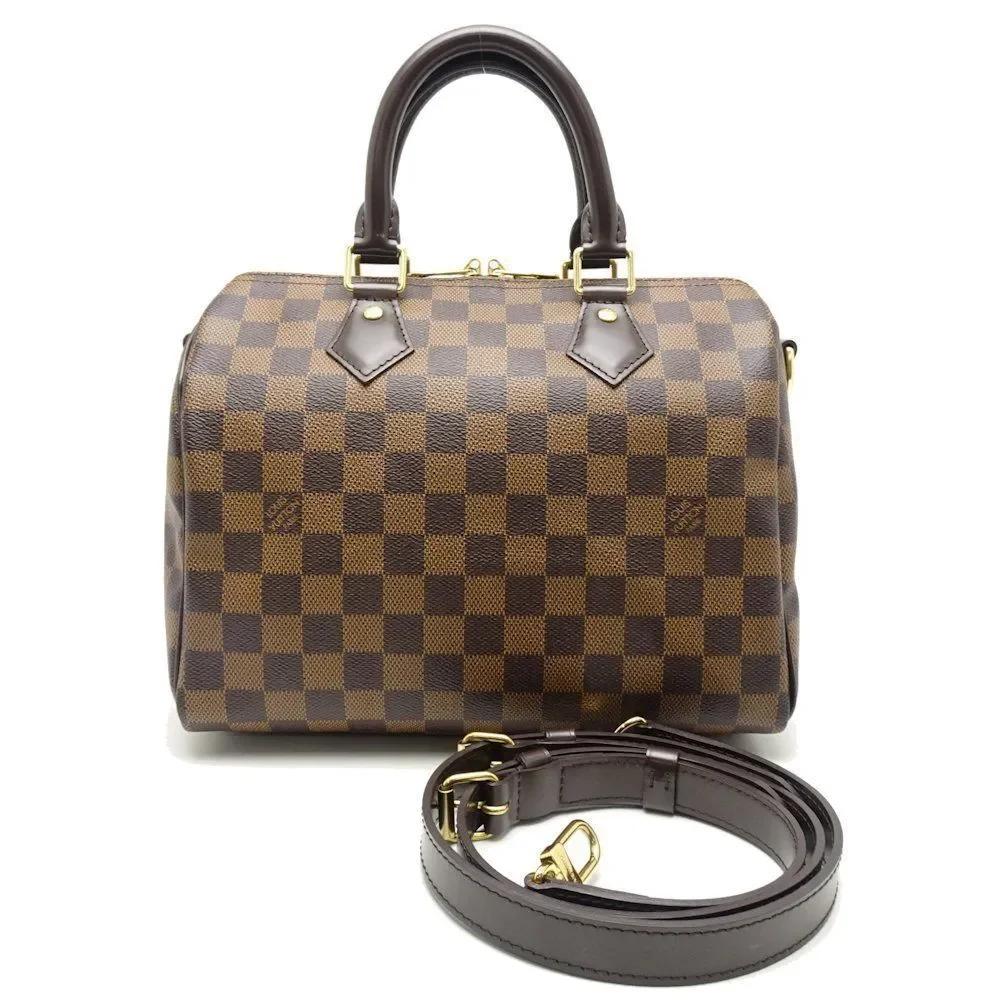 Louis Vuitton Damier Speedy Bandouliere 25 Ebene Boston Bag Brown